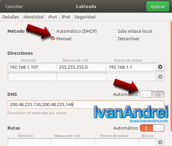 Asignar IP estática en Ubuntu