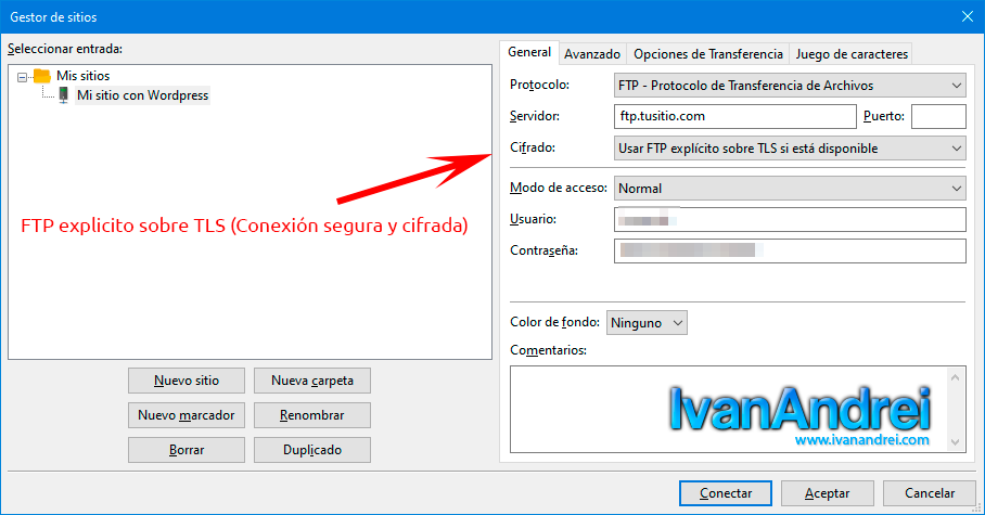 ftp FileZilla para subir archivos a tu hosting