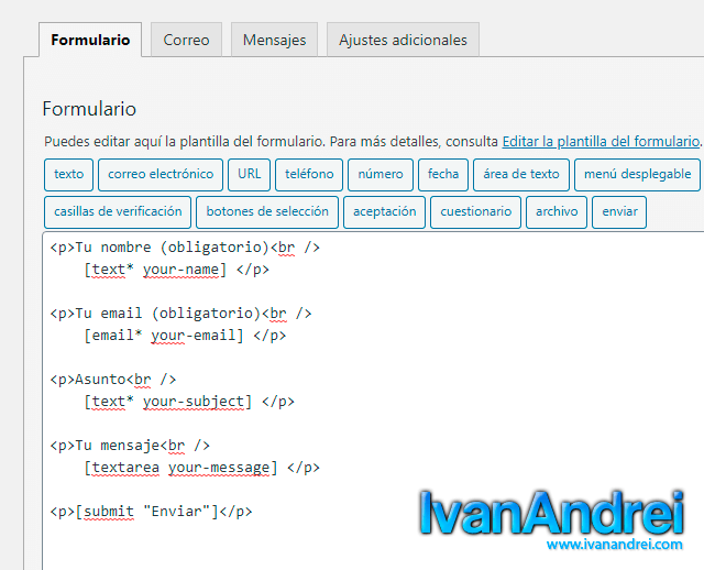 Contact Form 7 - Plantilla