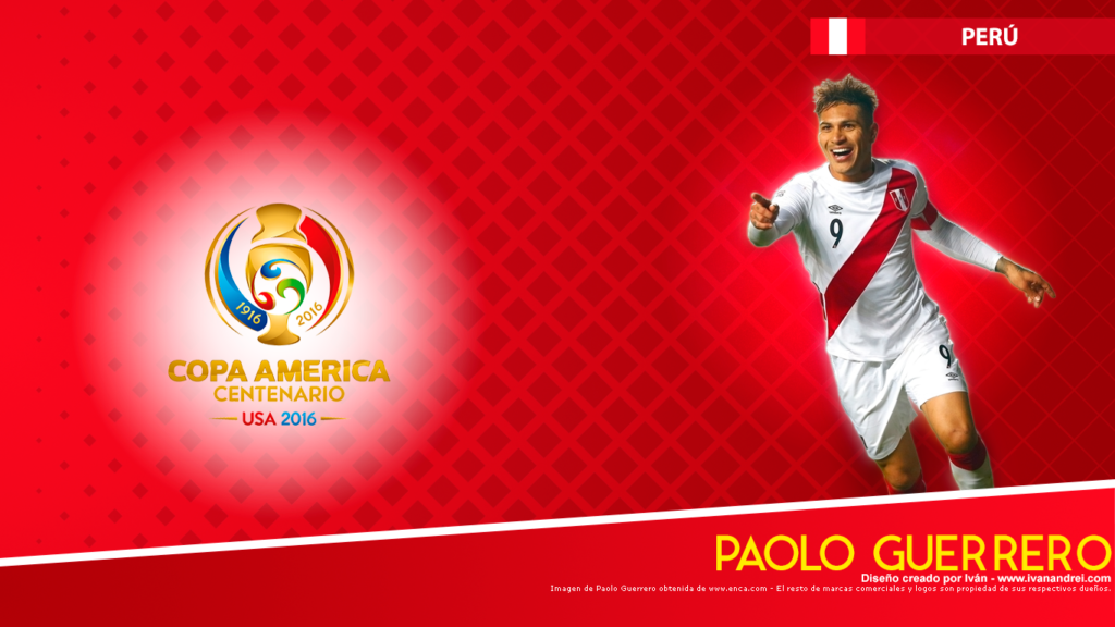 Wallpaper Copa América 2016 – Perú (Paolo Guerrero - 1633x768 HD)
