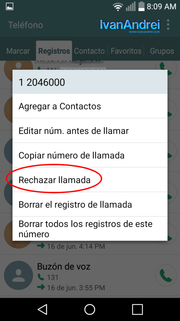 Bloquear llamadas entrantes Android - Rechazar llamada