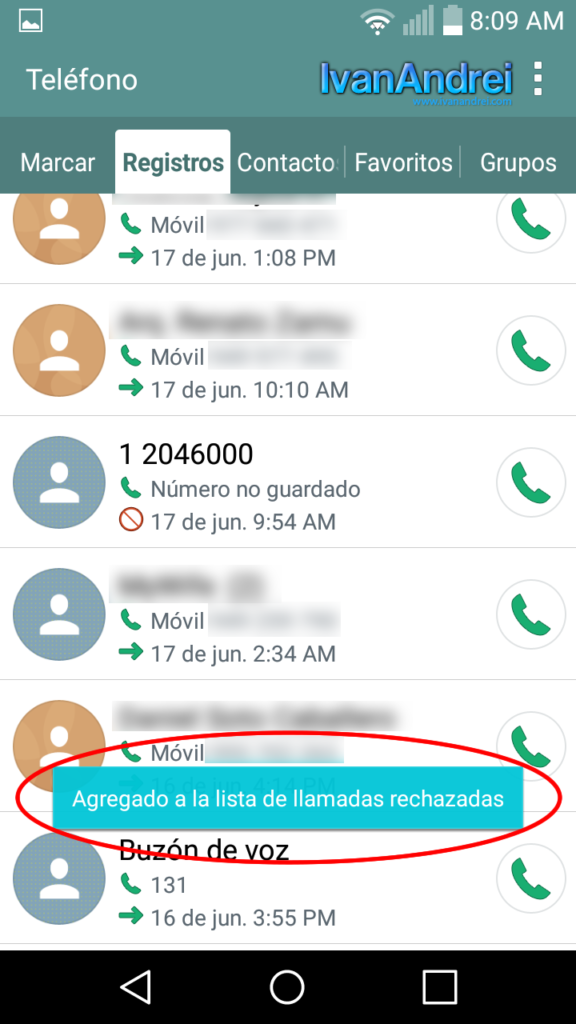 Como bloquear llamadas entrantes en Android - Confirmación