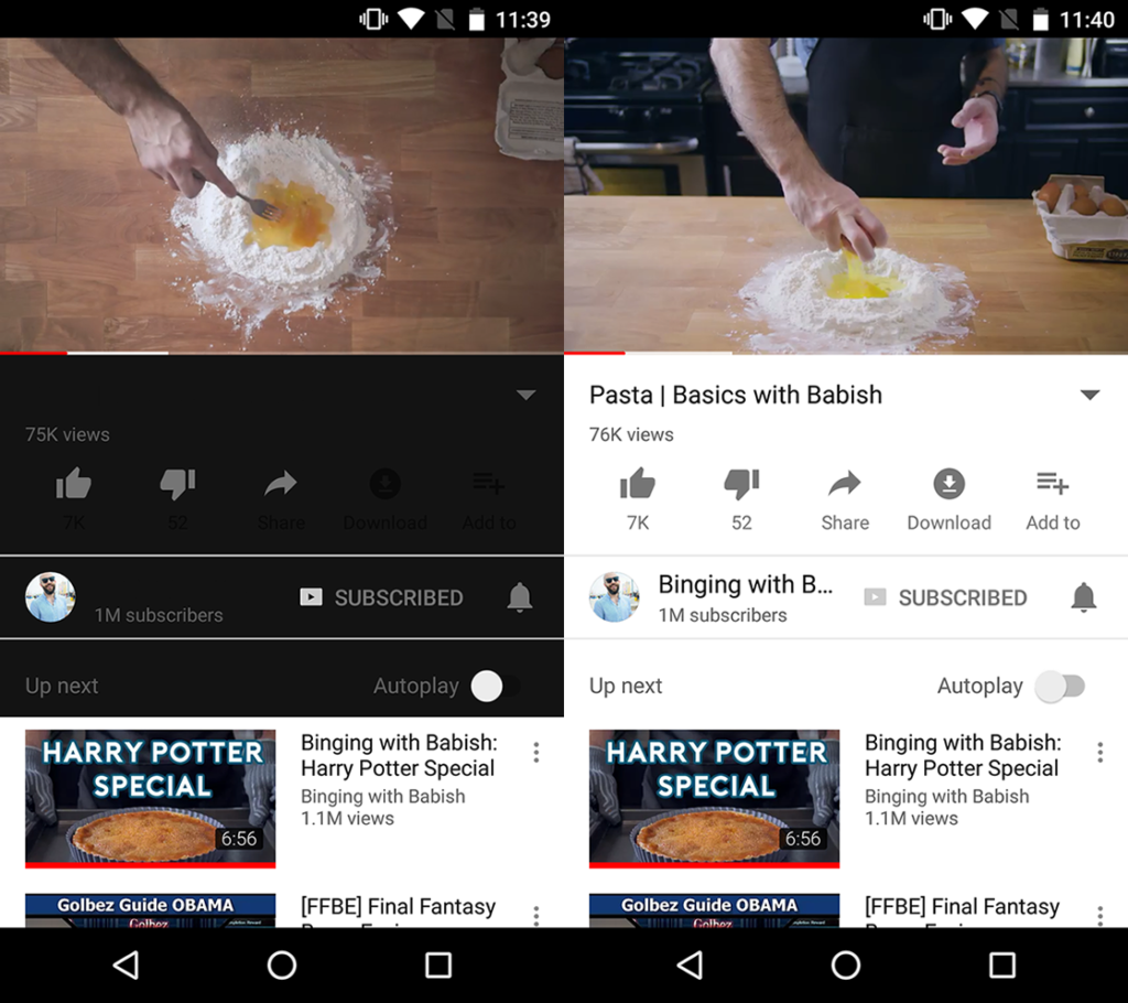 Modo nocturno youtube android experimental