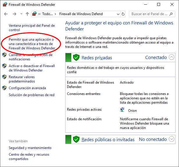 Firewall de Windows - Permitir aplicacion