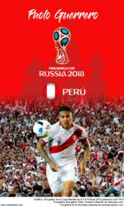 Wallpaper de Paolo Guerrero de Perú para la Copa Mundial de la FIFA - Rusia 2018 - Edición para teléfonos con resolución 480x800