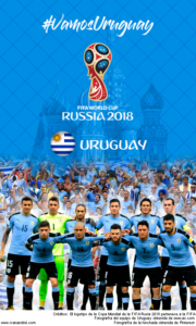 Wallpaper de la selección uruguaya de fúbol para la Copa Mundial de la FIFA - Rusia 2018 - Edición para teléfonos con resolución 480x800