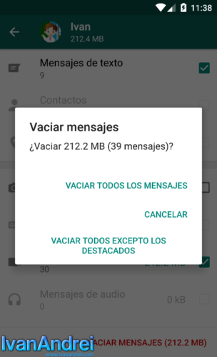 WhatsApp - Vaciar todos los mensajes