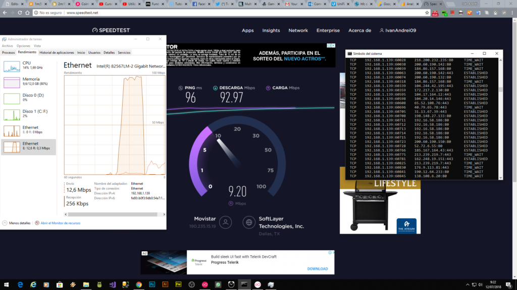 Netstat - Prueba de velocidad con PC libre de virus