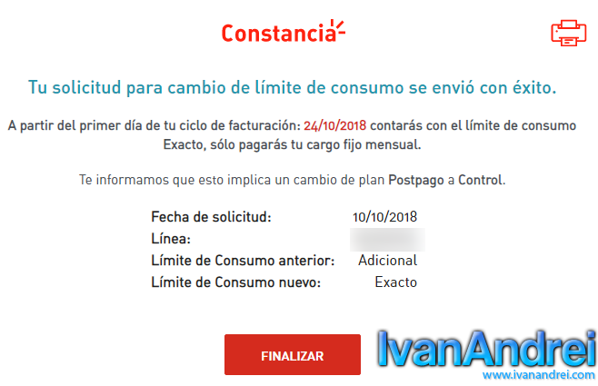 Cambiar a Claro Postpago Control (Perú) - Constancia