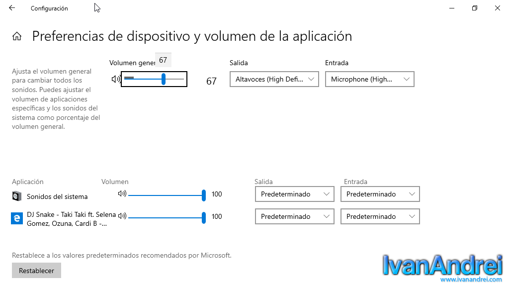 Mezclador de volumen de windows 10 (Moderno)