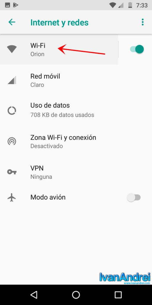 Android - Ajustes - Wi-Fi