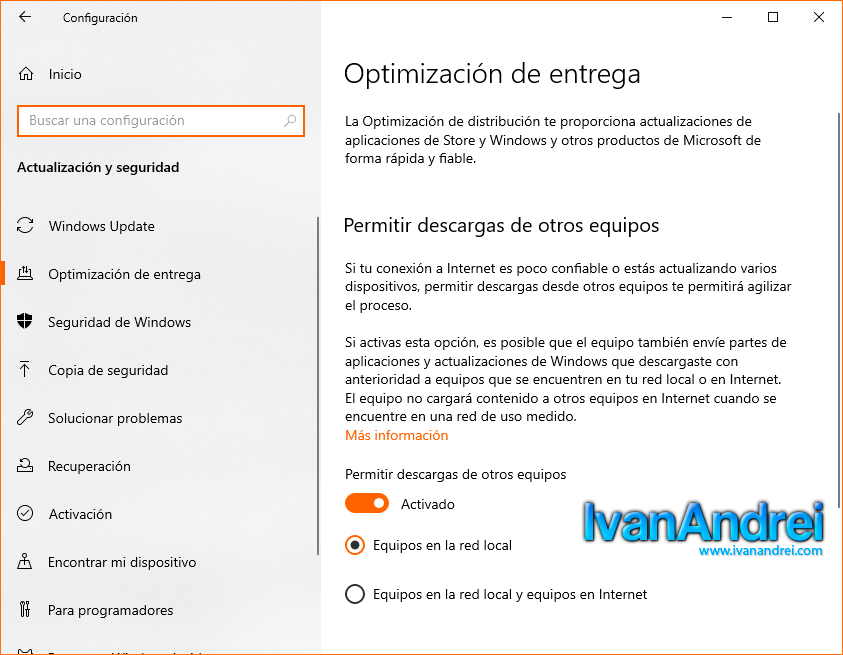 Compartir actualizaciones de Windows 10 con otros equipos de la red local o Internet