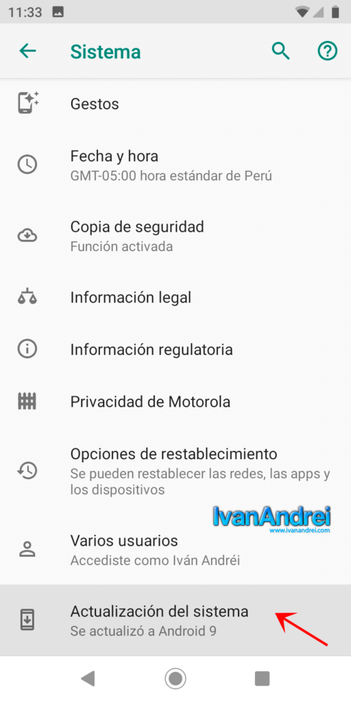 Actualización del sistema en Android