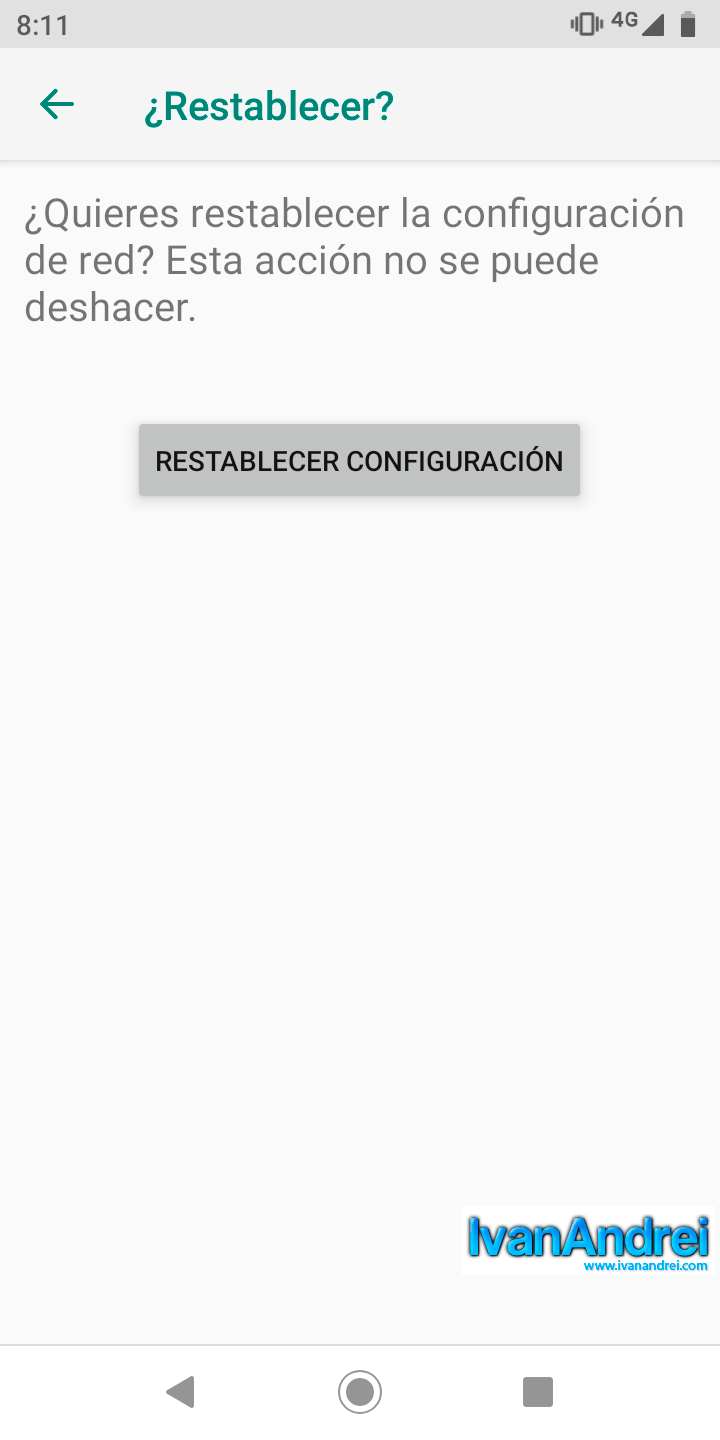 Android - Opciones de restablecimiento - Restablecer