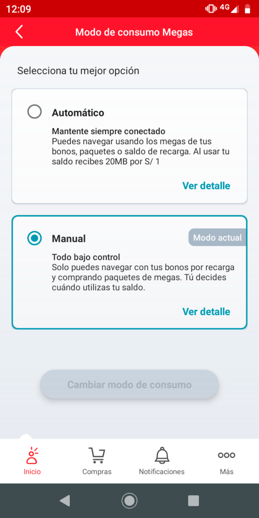 Modo de consumo megas Claro Prepago