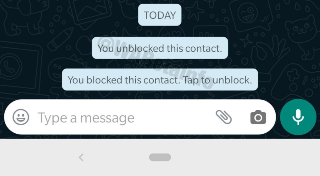 Notificación contacto bloqueado en chat de WhatsApp