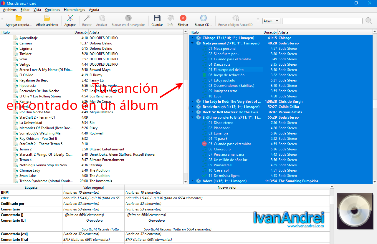 MusicBrainz Picard - Preparando cambios