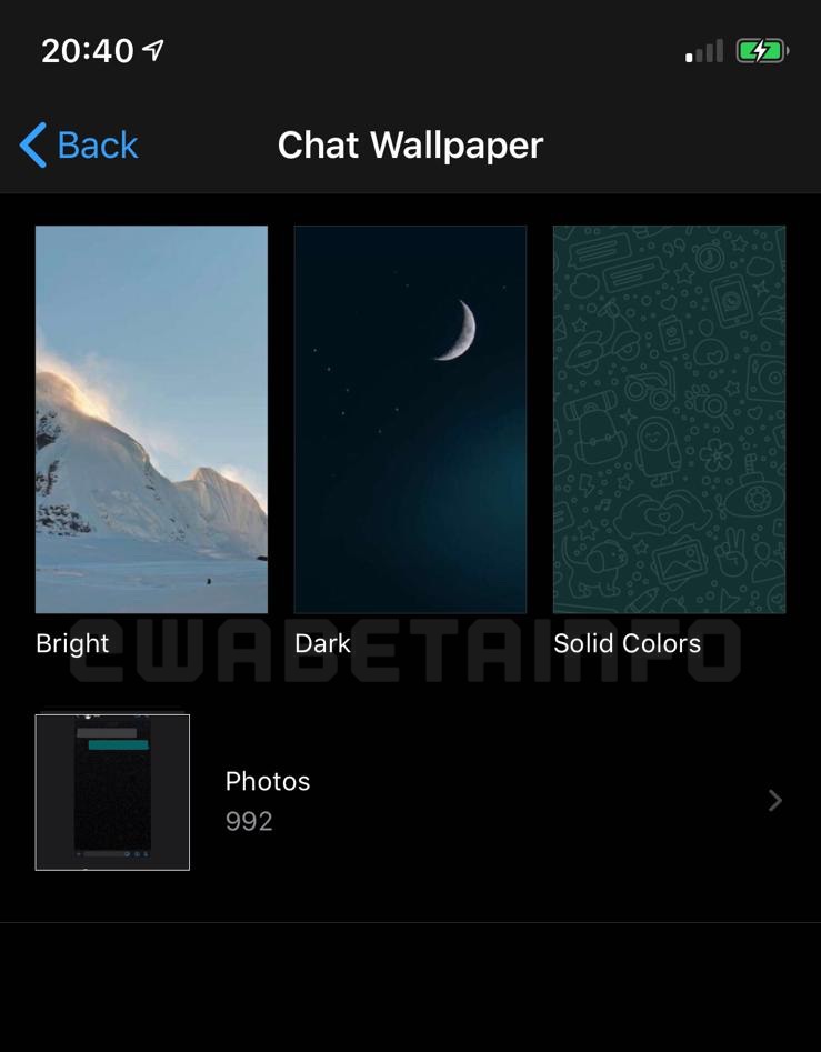 WhatsApp para iOS - Fondos de pantalla claros y oscuros