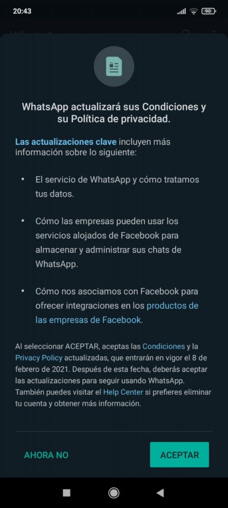 Polémicas condiciones y políticas de privacidad de WhatsApp