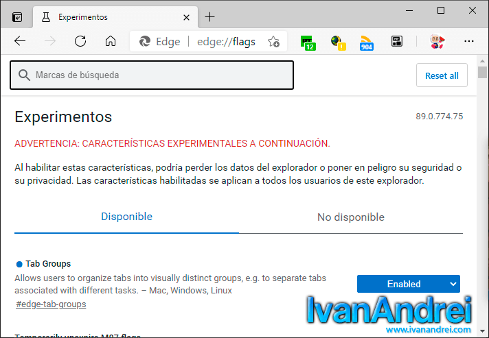 Opciones ocultas de Microsoft Edge - Página flags