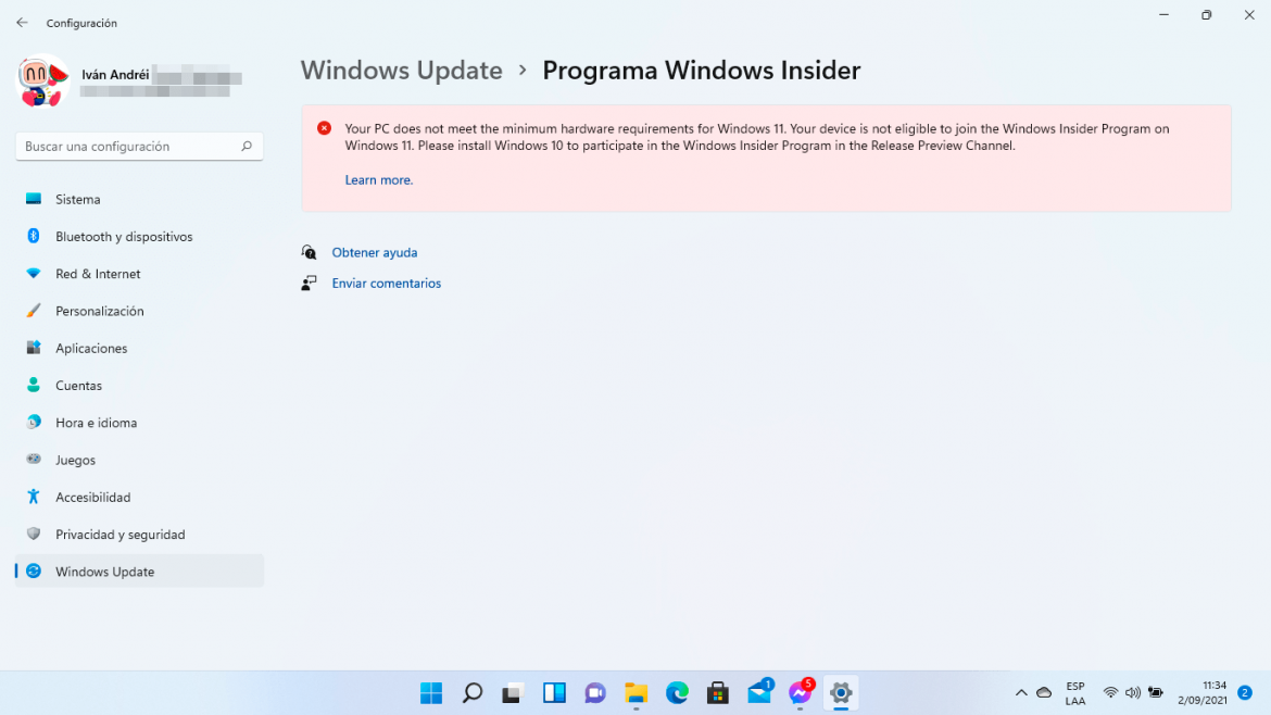 Programa Insider De Windows 11 Advierte A Usuarios Que No Cumplen Los Requisitos Iván Andréi 5170