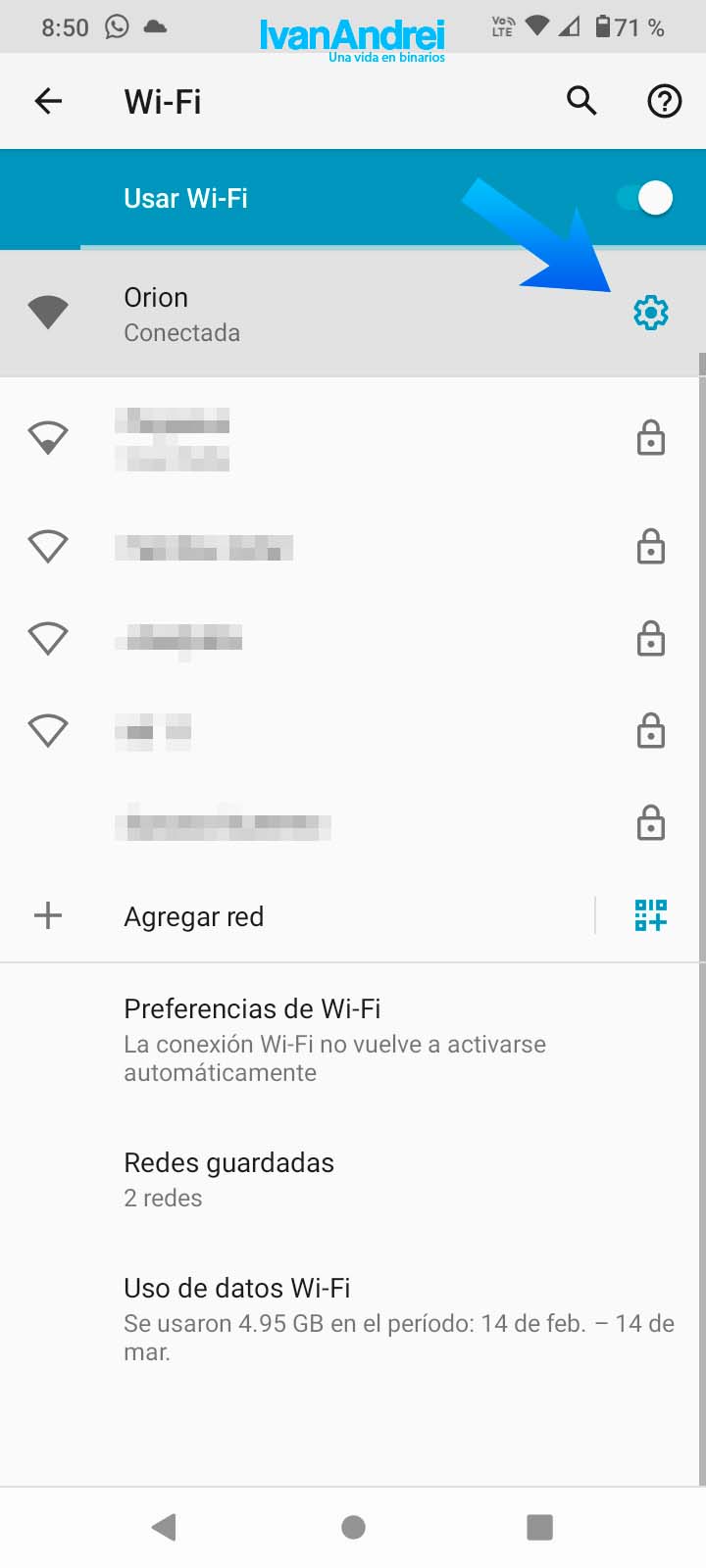 Android 11 - Opciones Wi-Fi