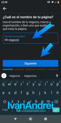 Nombre de tu página de Facebook