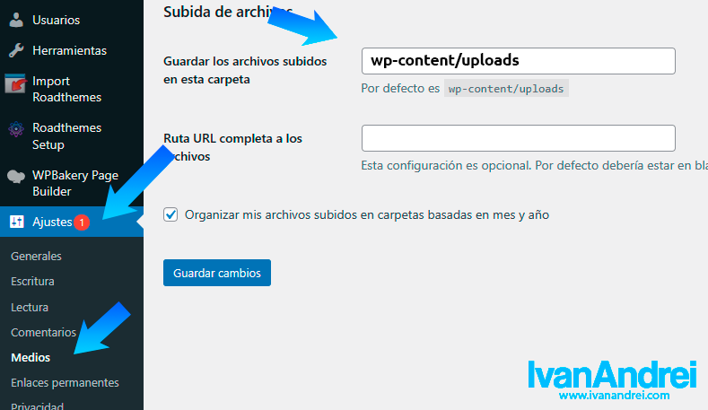 Solucionar mensaje de error en WordPress - Unable to create directory uploads/año/mes. Is its parent directory writable by the server